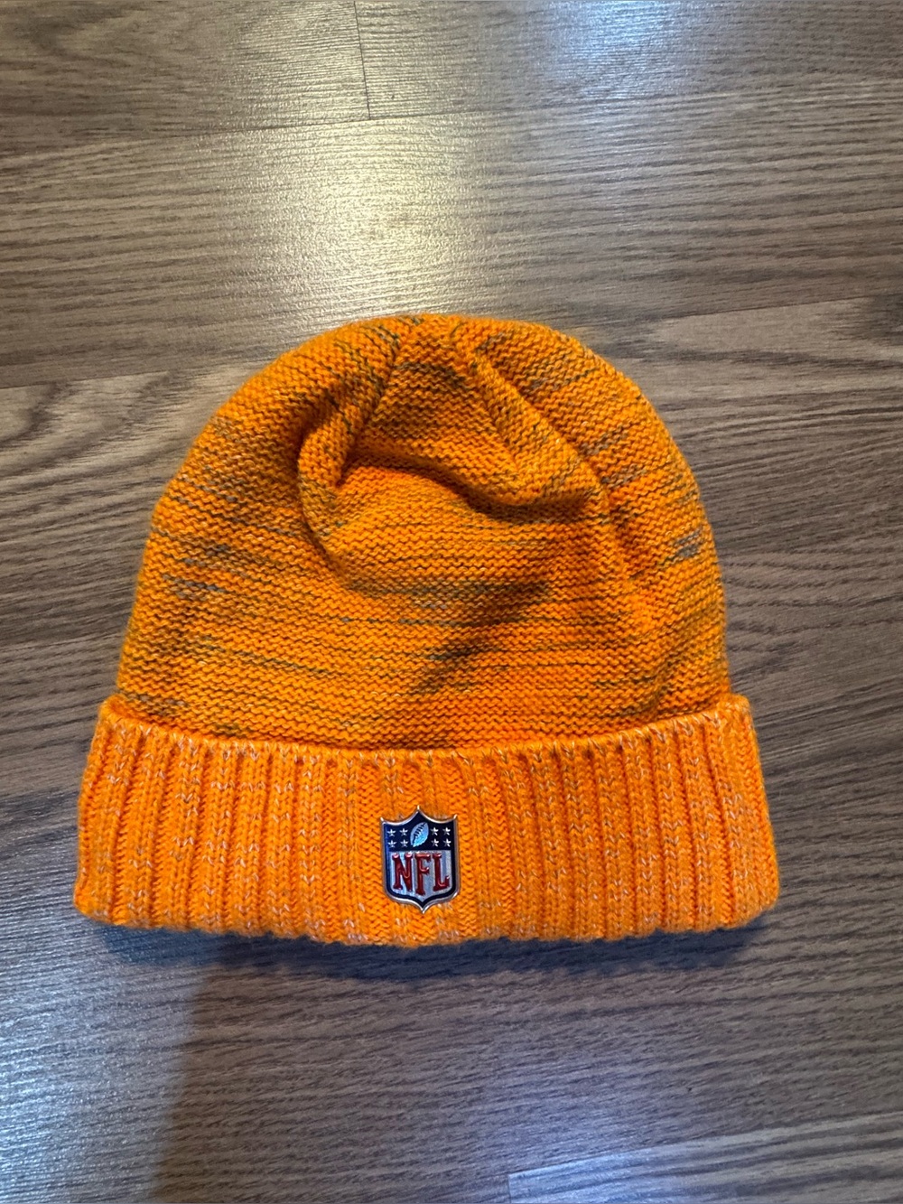 New Era Orange Knit Beanie with NFL Patch